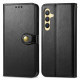 For Samsung Galaxy S24+ 5G Retro Solid Color Buckle Leather Phone Case(Black)