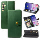 For Samsung Galaxy S24+ 5G Retro Solid Color Buckle Leather Phone Case(Green)