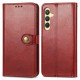 For Samsung Galaxy S24+ 5G Retro Solid Color Buckle Leather Phone Case(Red)