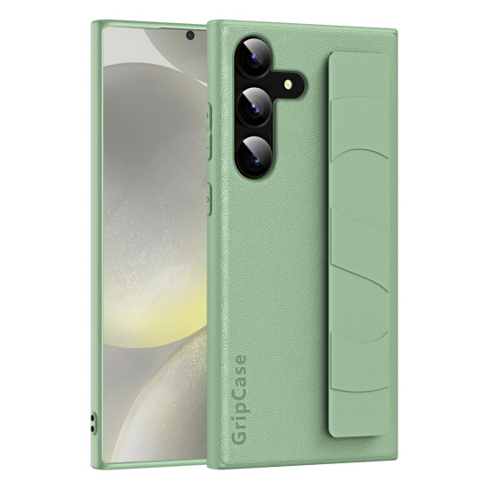 For Samsung Galaxy S24+ 5G Skin Elastic Wrist Grip Back Cover Phone Case(Light Green)
