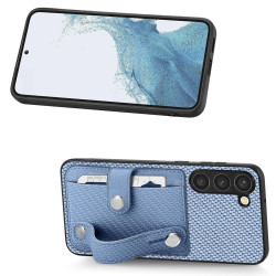 For Samsung Galaxy S23+ 5G Wristband Kickstand Wallet Back Phone Case with Tool Knife(Blue)