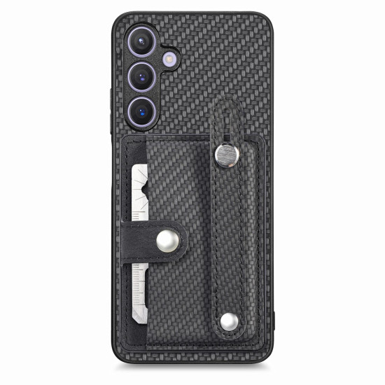 For Samsung Galaxy S24+ 5G Wristband Kickstand Wallet Back Phone Case with Tool Knife(Black)