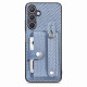 For Samsung Galaxy S24+ 5G Wristband Kickstand Wallet Back Phone Case with Tool Knife(Blue)