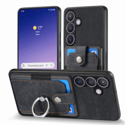 For Samsung Galaxy S24+ 5G Retro Skin-feel Ring Card Wallet Phone Case(Black)