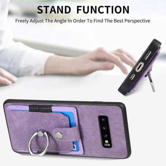 For Samsung Galaxy S24+ 5G Retro Skin-feel Ring Card Wallet Phone Case(Black)