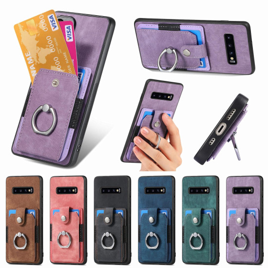 For Samsung Galaxy S24+ 5G Retro Skin-feel Ring Card Wallet Phone Case(Black)