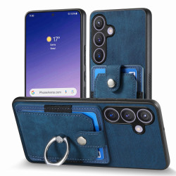 For Samsung Galaxy S24+ 5G Retro Skin-feel Ring Card Wallet Phone Case(Blue)