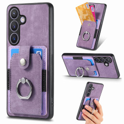 For Samsung Galaxy S24+ 5G Retro Skin-feel Ring Card Wallet Phone Case(Purple)