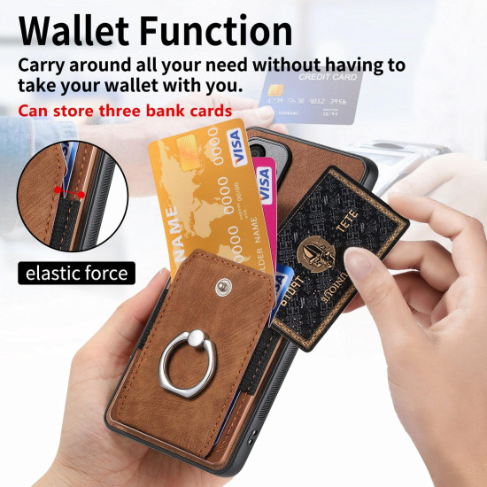 For Samsung Galaxy S24+ 5G Retro Skin-feel Ring Card Wallet Phone Case(Brown)