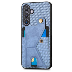 For Samsung Galaxy S24+ 5G Carbon Fiber Wallet Flip Card K-shaped Holder Phone Case(Blue)