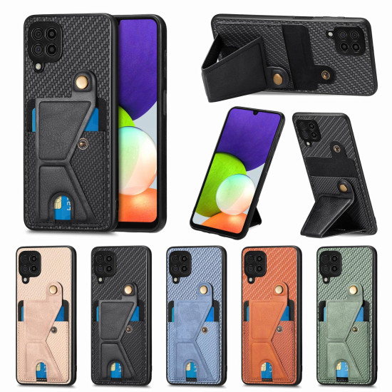 For Samsung Galaxy S24+ 5G Carbon Fiber Wallet Flip Card K-shaped Holder Phone Case(Brown)