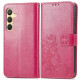 For Samsung Galaxy S24+ 5G Four-leaf Clasp Embossed Buckle Leather Phone Case(Magenta)