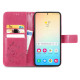 For Samsung Galaxy S24+ 5G Four-leaf Clasp Embossed Buckle Leather Phone Case(Magenta)