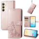 For Samsung Galaxy S24+ 5G Four-leaf Clasp Embossed Buckle Leather Phone Case(Rose Gold)