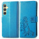 For Samsung Galaxy S24+ 5G Four-leaf Clasp Embossed Buckle Leather Phone Case(Blue)