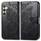 For Samsung Galaxy S24+ 5G Butterfly Love Flower Embossed Leather Phone Case(Black)