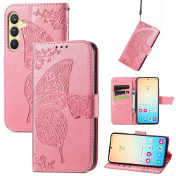 For Samsung Galaxy S24+ 5G Butterfly Love Flower Embossed Leather Phone Case(Pink)