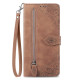 For Samsung Galaxy S24+ 5G Embossed Flower Zipper Leather Phone Case(Brown)