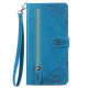 For Samsung Galaxy S24+ 5G Embossed Flower Zipper Leather Phone Case(Blue)