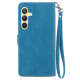 For Samsung Galaxy S24+ 5G Embossed Flower Zipper Leather Phone Case(Blue)