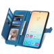 For Samsung Galaxy S24+ 5G Embossed Flower Zipper Leather Phone Case(Blue)