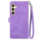 For Samsung Galaxy S24+ 5G Embossed Flower Zipper Leather Phone Case(Purple)