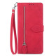 For Samsung Galaxy S24+ 5G Embossed Flower Zipper Leather Phone Case(Red)