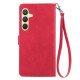 For Samsung Galaxy S24+ 5G Embossed Flower Zipper Leather Phone Case(Red)