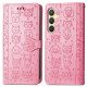 For Samsung Galaxy S24+ 5G Cat and Dog Embossed Leather Phone Case(Pink)