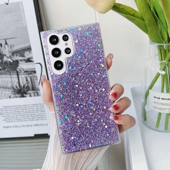 For Samsung Galaxy S24+ 5G Glitter Sequins Epoxy TPU Phone Case(Purple)