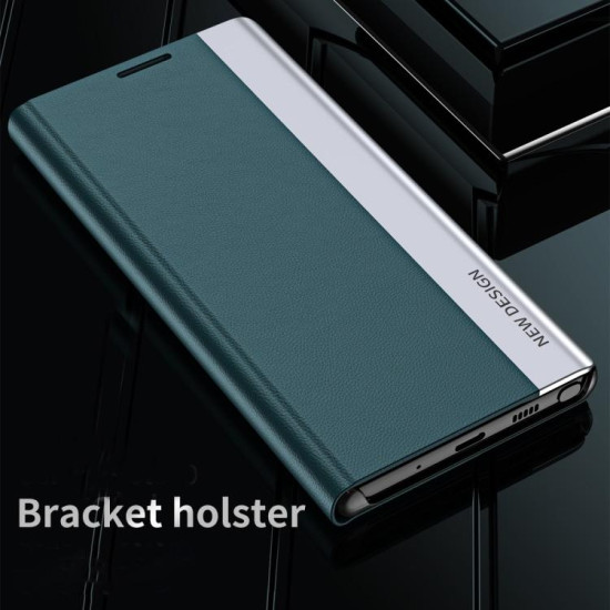 For Samsung Galaxy S24+ 5G Side Electroplated Adsorption Leather Phone Case(Sapphire Blue)
