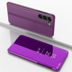 For Samsung Galaxy S24+ 5G Plated Mirror Horizontal Flip Leather Phone Case with Holder(Purple)
