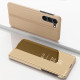 For Samsung Galaxy S24+ 5G Plated Mirror Horizontal Flip Leather Phone Case with Holder(Gold)