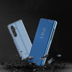 For Samsung Galaxy S24+ 5G Plated Mirror Horizontal Flip Leather Phone Case with Holder(Violet Blue)