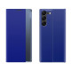 For Samsung Galaxy S24+ 5G Plain Texture Cloth Attraction Flip Holder Leather Phone Case(Blue)