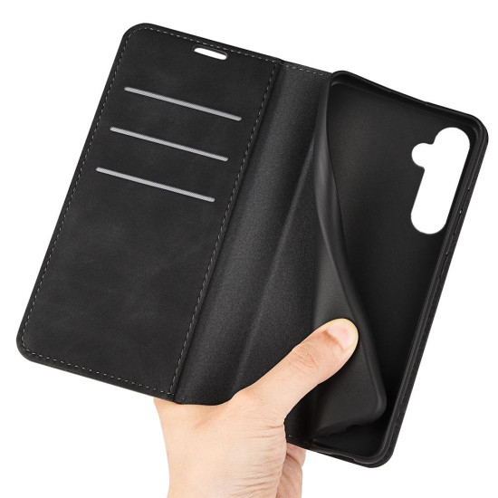 For Samsung Galaxy S24+ 5G Retro-skin Magnetic Suction Leather Phone Case(Black)
