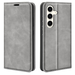 For Samsung Galaxy S24+ 5G Retro-skin Magnetic Suction Leather Phone Case(Grey)