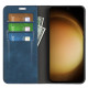 For Samsung Galaxy S24+ 5G Retro-skin Magnetic Suction Leather Phone Case(Dark Blue)