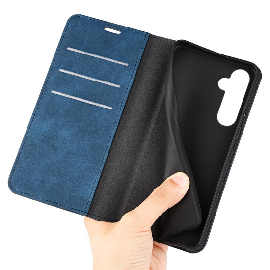 For Samsung Galaxy S24+ 5G Retro-skin Magnetic Suction Leather Phone Case(Dark Blue)