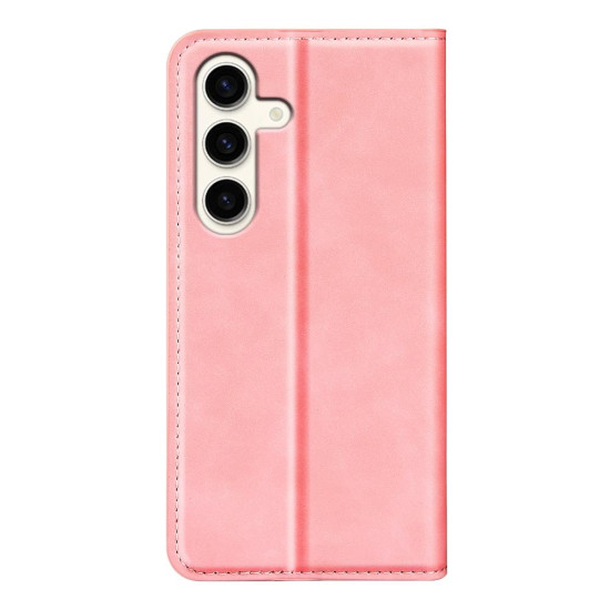 For Samsung Galaxy S24+ 5G Retro-skin Magnetic Suction Leather Phone Case(Pink)