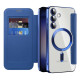 For Samsung Galaxy S24+ 5G Shield MagSafe RFID Anti-theft Rhombus Leather Phone Case(Dark Blue)