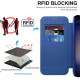 For Samsung Galaxy S24+ 5G Shield MagSafe RFID Anti-theft Rhombus Leather Phone Case(Dark Blue)
