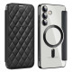 For Samsung Galaxy S24+ 5G Shield MagSafe RFID Anti-theft Rhombus Leather Phone Case(Black)