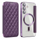 For Samsung Galaxy S24+ 5G Shield MagSafe RFID Anti-theft Rhombus Leather Phone Case(Purple)