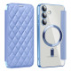 For Samsung Galaxy S24+ 5G Shield MagSafe RFID Anti-theft Rhombus Leather Phone Case(Blue)