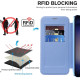 For Samsung Galaxy S24+ 5G Shield MagSafe RFID Anti-theft Rhombus Leather Phone Case(Blue)