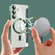 For Samsung Galaxy S24+ 5G Shield MagSafe RFID Anti-theft Rhombus Leather Phone Case(Green)