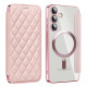 For Samsung Galaxy S24+ 5G Shield MagSafe RFID Anti-theft Rhombus Leather Phone Case(Pink)