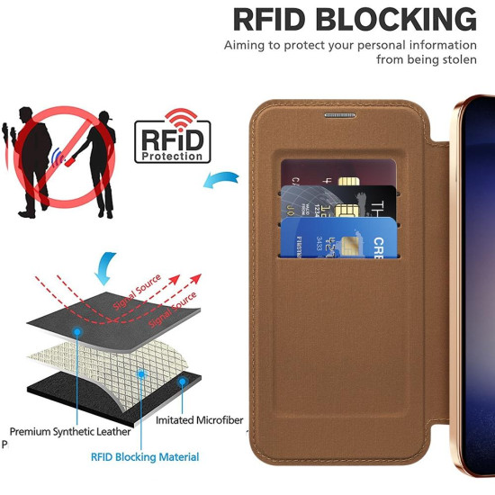 For Samsung Galaxy S24+ 5G Shield MagSafe RFID Anti-theft Rhombus Leather Phone Case(Brown)