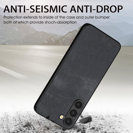 For Samsung Galaxy S23+ 5G Vintage Leather PC Back Cover Phone Case(Black)
